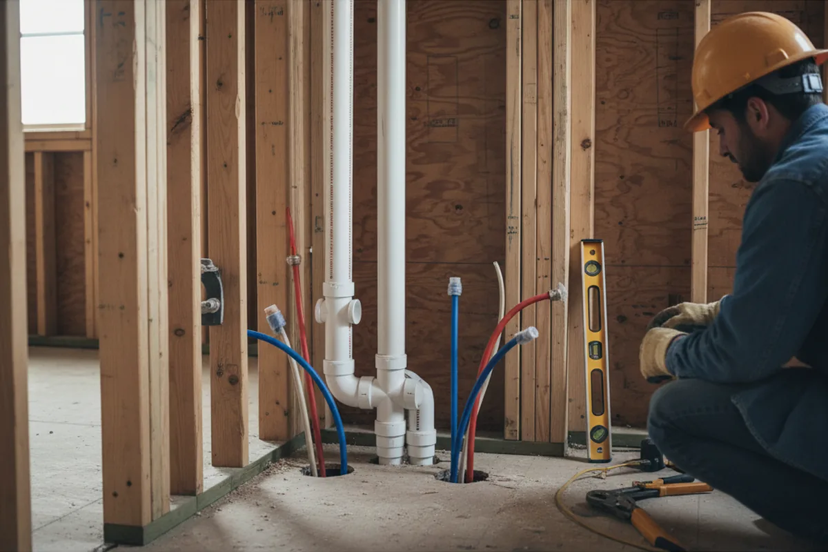 Drain and supply rough-in during Leak Detection in Garnet Valley